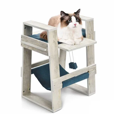 Lits de chat en bois à double pont modernes, maison pour animaux de compagnie pour le divertissement et le repos