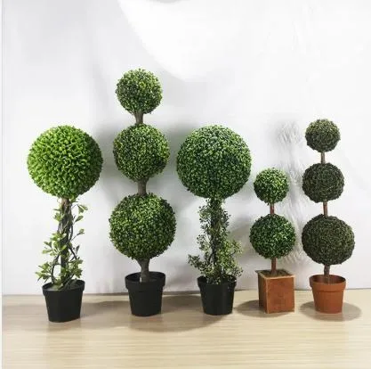 Plante de buis de boules vertes de gazon artificiel pour la décoration de jardin à la maison