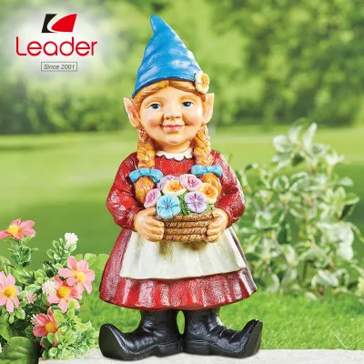 Figurines décoratives extérieures de Gnomes de jardin de haute qualité, Statue de Gnome de fille de jardin