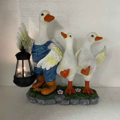 Lampes solaires en résine de canard dansantes en plein air de haute qualité, Figurines d'animaux pour décoration de jardin