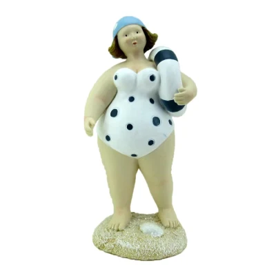 Statue de grosse femme de plage en résine, Figurine de dame en résine pour la décoration de la maison