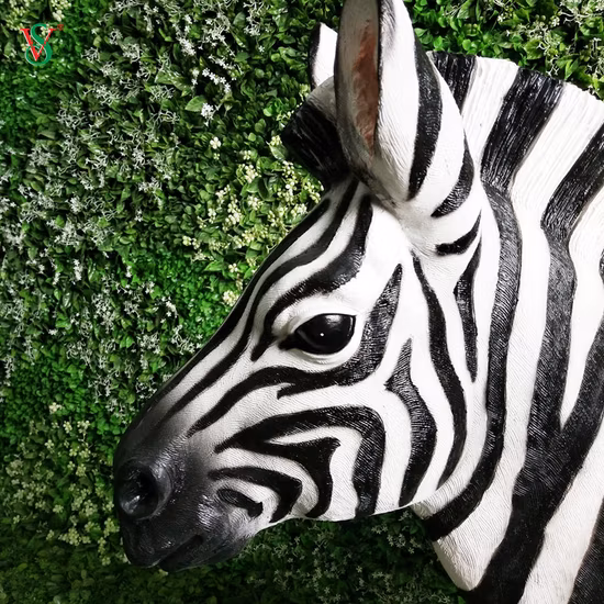 Support personnalisé, accessoires de grande fête, statues d'animaux zèbre en résine et fibre de verre