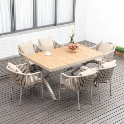 Morden Patio meubles de jardin Table et chaise en bois ensemble de salle à manger en bois de teck utilisé meubles d'extérieur