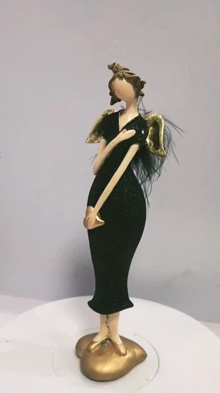 Statue en résine fille féerique sans visage, Figurines d'ange noir, ornement de bureau féminin