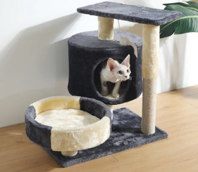 Maison d'arbre à chat de meubles de griffoir en bois de sisal de condo en peluche adapté aux besoins du client d'animal familier