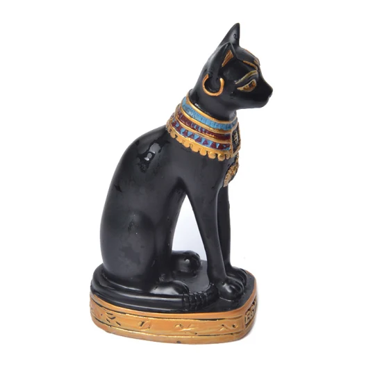 Chaton en résine, ornements de bureau à domicile, Statue d'animal de chat noir extensible, Sculpture en polyrésine