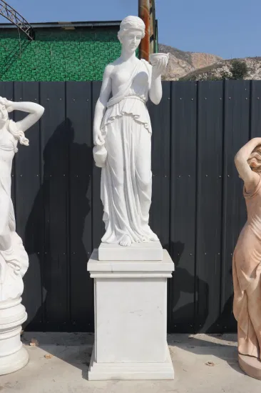 Jardin extérieur en pierre naturelle sculpté à la main en marbre Couple Dancing Sculpture Statue (SYMS