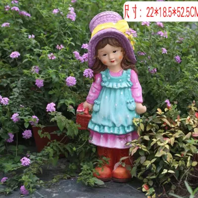Hg26 personnalisé vente chaude résine jardin Poly décoration de jardin garçon et fille statues