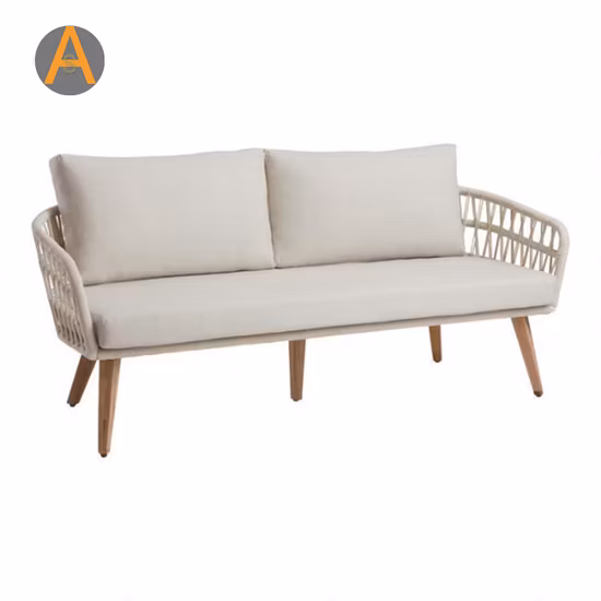 Meubles d'extérieur en bois de teck de patio en aluminium de canapé de jardin de conception moderne de luxe